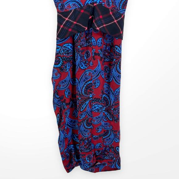 LAGENCE Red Blue Paisley Surplice Sleeveless Midi Dress - Picture 8 of 12